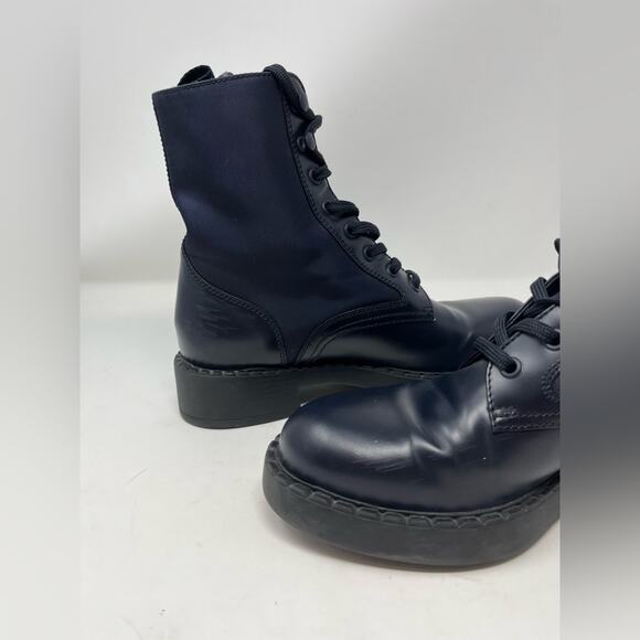 Prada Brushed Leather Monolith Re-Nylon Navy Combat Boot Triangle Logo size 39 - Picture 10 of 14